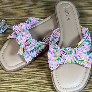 Kensie Pink and Yellow Floral Sandals